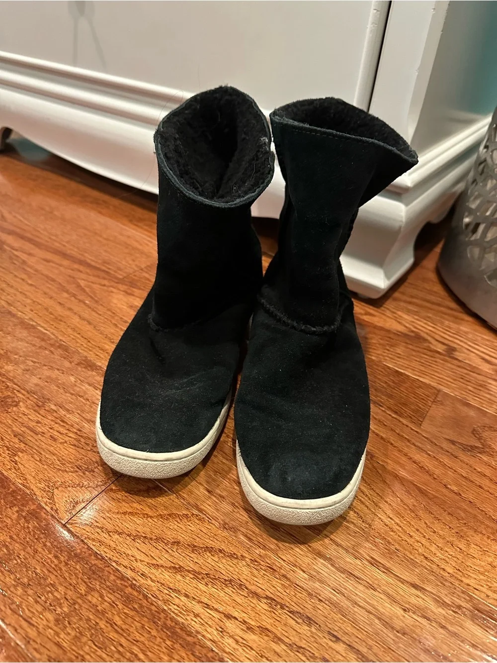 Women's UGG Black Faux-Shearling Ankle Boot Sneaker